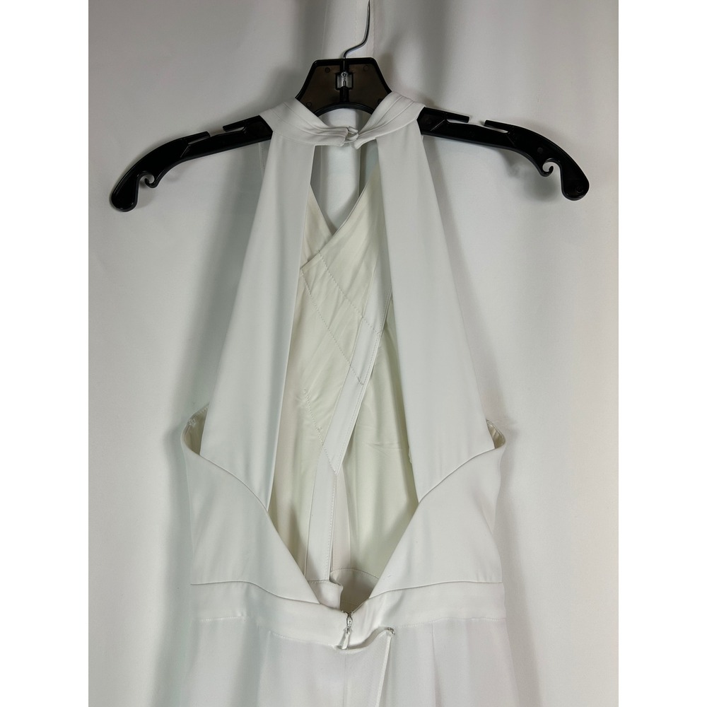 BCBGMAXAZRIA Josselyn White Bridal Jumpsuit Halter Wide Leg Reception Outfit 4 - Picture 7 of 14